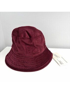 NEW Romualda Burgundy Corduroy Reversible Green Abstract Bucket Hat Cotton